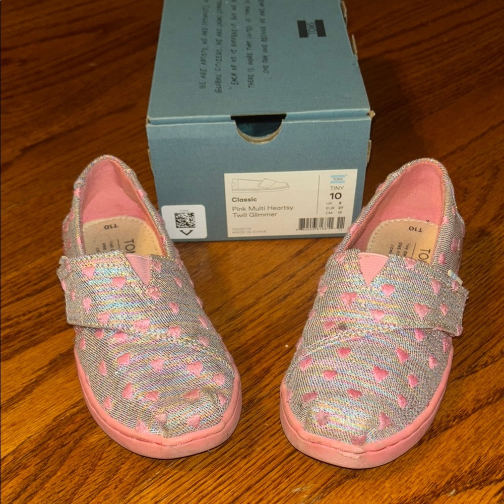 TOMS Kids  Pink Multi Heartsy Alpargatas